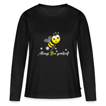 Biene - Frauen Premium Bio Langarmshirt - Schwarz - Vorne - Julia (174cm)
