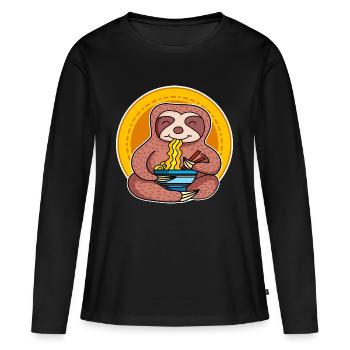 Ramen Life Motiv Faultier Motiv Shirt Ramen Noodle - Frauen Premium Bio Langarmshirt - Schwarz - Vorne - Julia (174cm)