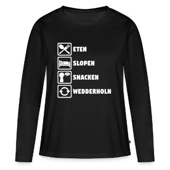 Plattdeutsch - Frauen Premium Bio Langarmshirt - Schwarz - Vorne - Julia (174cm)