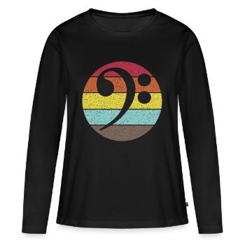 Clé de Basse. Clé de Basse vintage en détresse - T-shirt manches longues Premium bio Femme - noir - Devant - Julia (174cm)