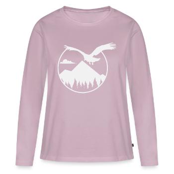 Aigles et montagnes - Eagle and Mountain - T-shirt manches longues Premium bio Femme - rose poudré - Devant - Julia (174cm)
