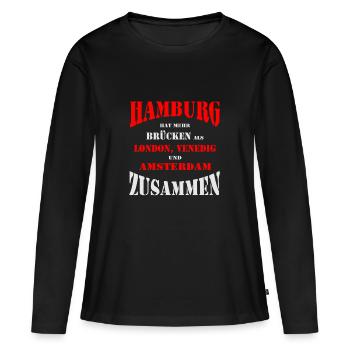 Hamburg Brücken - Frauen Premium Bio Langarmshirt - Schwarz - Vorne - Julia (174cm)