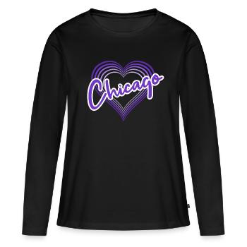 Chicago - T-shirt manches longues Premium bio Femme - noir - Devant - Julia (174cm)