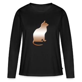 Chats, cadeau, dame chat fou, chat - T-shirt manches longues Premium bio Femme - noir - Devant - Julia (174cm)