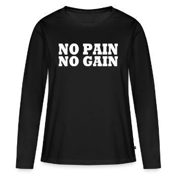 No pain no gain - T-shirt manches longues Premium bio Femme - noir - Devant - Julia (174cm)