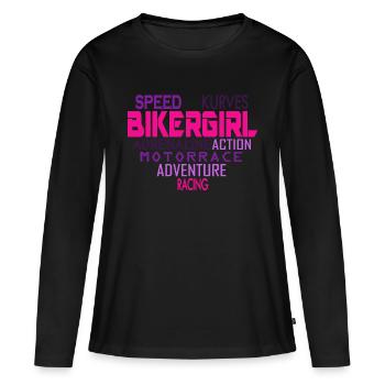 Bikergirl Herz Biker Girl Motorradfahrerin Bikerin - Frauen Premium Bio Langarmshirt - Schwarz - Vorne - Julia (174cm)