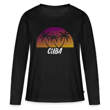 Cuba - T-shirt manches longues Premium bio Femme - noir - Devant - Julia (174cm)