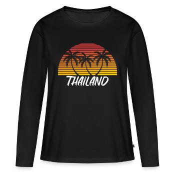 La Thaïlande - T-shirt manches longues Premium bio Femme - noir - Devant - Julia (174cm)