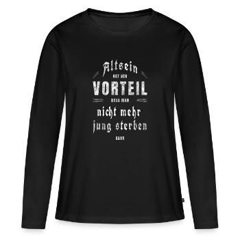 Alter Spruch, altern, älter werden - Frauen Premium Bio Langarmshirt - Schwarz - Vorne - Julia (174cm)