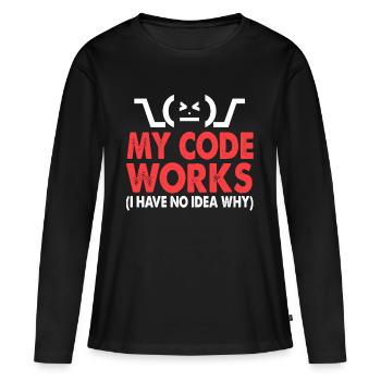 code - Women's Premium Organic Long Sleeve Shirt - black - Front - Julia (174cm)