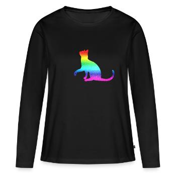 Chat, chat - T-shirt manches longues Premium bio Femme - noir - Devant - Julia (174cm)