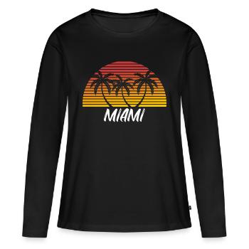 Miami - T-shirt manches longues Premium bio Femme - noir - Devant - Julia (174cm)