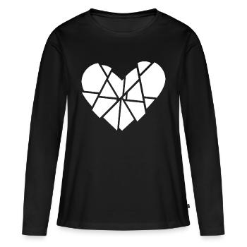 Coeur Brisé Éclats Éclats Anti Saint Valentin - T-shirt manches longues Premium bio Femme - noir - Devant - Julia (174cm)