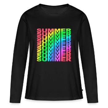 Été été été été été arc-en-ciel Gesc - T-shirt manches longues Premium bio Femme - noir - Devant - Julia (174cm)
