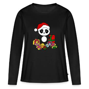 Panda with Christmas presents. Christmas - Women's Premium Organic Long Sleeve Shirt - black - Front - Julia (174cm)