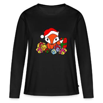 Christmas fox gifts Christmas present - Women's Premium Organic Long Sleeve Shirt - black - Front - Julia (174cm)