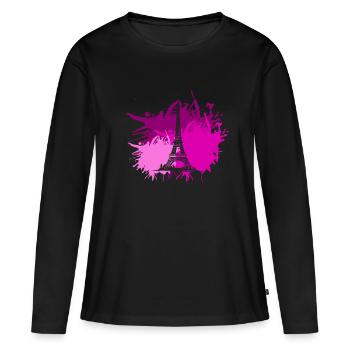 Paris Eifelturm Splash tache de couleur cadeau - T-shirt manches longues Premium bio Femme - noir - Devant - Julia (174cm)