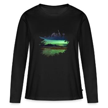 Nordpool Aurore Boréale Tache de couleur - T-shirt manches longues Premium bio Femme - noir - Devant - Julia (174cm)