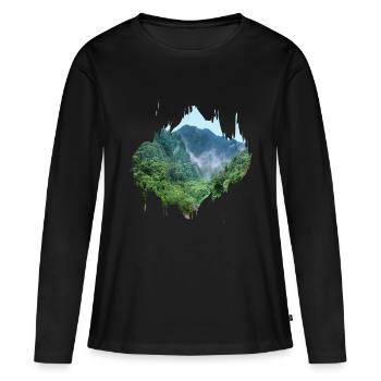 Regenwald Urwald Amazonas Farbfleck Geschenk - Frauen Premium Bio Langarmshirt - Schwarz - Vorne - Julia (174cm)