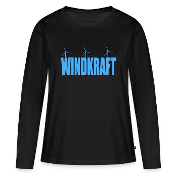 Énergie éolienne - T-shirt manches longues Premium bio Femme - noir - Devant - Julia (174cm)