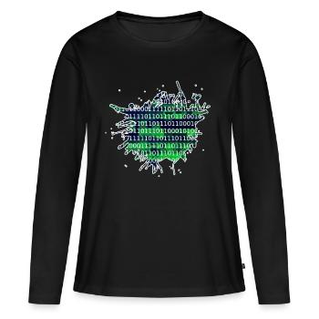 Code binaire - T-shirt manches longues Premium bio Femme - noir - Devant - Julia (174cm)