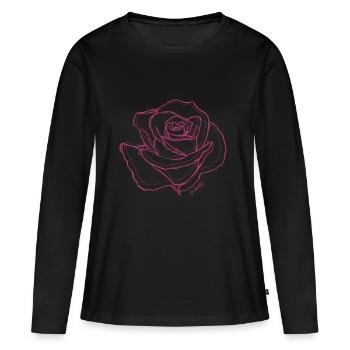 Rose rose - T-shirt manches longues Premium bio Femme - noir - Devant - Julia (174cm)