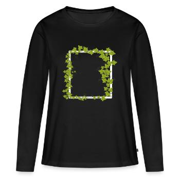 Rahmen mit Efeu Deko - Frauen Premium Bio Langarmshirt - Schwarz - Vorne - Julia (174cm)