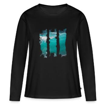 Waves - Women's Premium Organic Long Sleeve Shirt - black - Front - Julia (174cm)