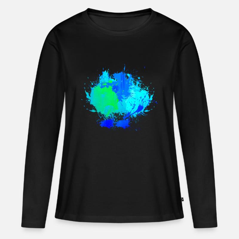 Blauer Farbfleck Hintergrund Deko - Frauen Premium Bio Langarmshirt - Schwarz