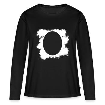 Fond blanc avec décoration de forme ovale - T-shirt manches longues Premium bio Femme - noir - Devant - Julia (174cm)