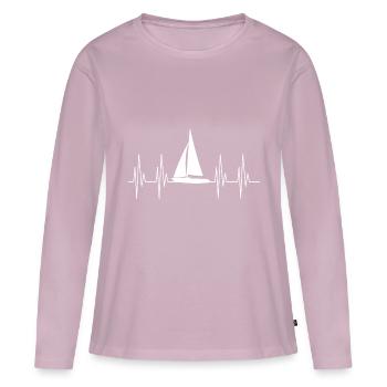 Herz für Segeln Geschenk Segelboot Schiff Ekg Boot - Frauen Premium Bio Langarmshirt - Altrosa - Vorne - Julia (174cm)