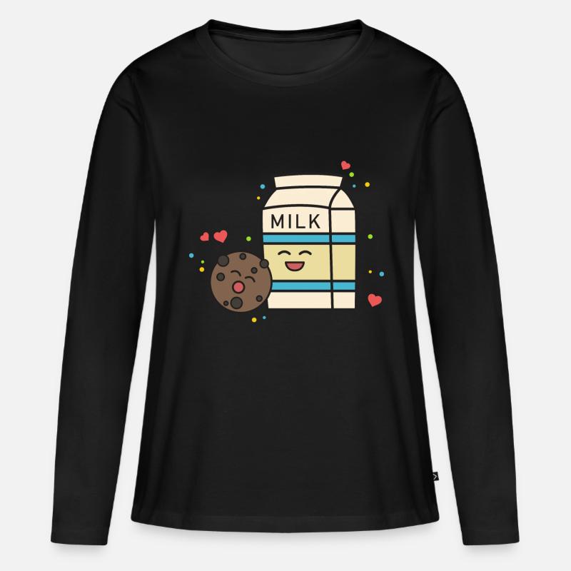 Biscuits milk cookie gift chocolate sweet comic - Women's Premium Organic Long Sleeve Shirt - black