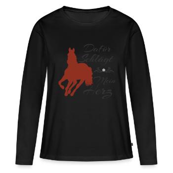 Chemise d’équitation - Horse Love - Pony Gift - T-shirt manches longues Premium bio Femme - noir - Devant - Julia (174cm)