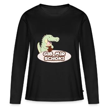 Chocolat Donnez-moi du chocolat - T-shirt manches longues Premium bio Femme - noir - Devant - Julia (174cm)