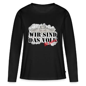 Wir sind das Volk T Shirt zu 30 Jahren Mauerfall - Frauen Premium Bio Langarmshirt - Schwarz - Vorne - Julia (174cm)