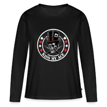 Kiss my Ace shirt pour les joueurs de poker - T-shirt manches longues Premium bio Femme - noir - Devant - Julia (174cm)