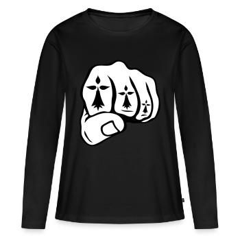 Faust schließen hermine symbol breton - Frauen Premium Bio Langarmshirt - Schwarz - Vorne - Julia (174cm)
