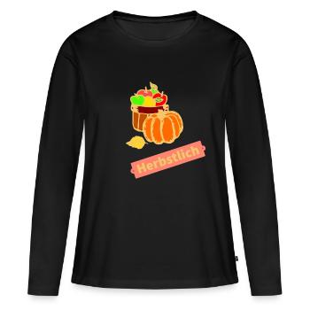 automne - T-shirt manches longues Premium bio Femme - noir - Devant - Julia (174cm)