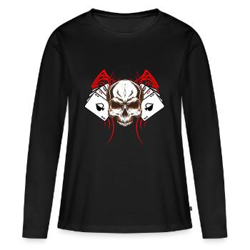 Skull Gambler Texas Hold'em Casino Skull Poker - T-shirt manches longues Premium bio Femme - noir - Devant - Julia (174cm)