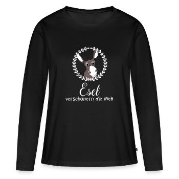 Esel verschönern die Welt - Frauen Premium Bio Langarmshirt - Schwarz - Vorne - Julia (174cm)