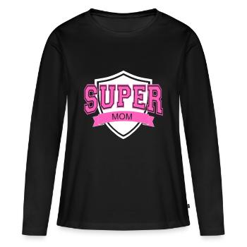 Super Mom Mother's Day Mama Award - Women's Premium Organic Long Sleeve Shirt - black - Front - Julia (174cm)