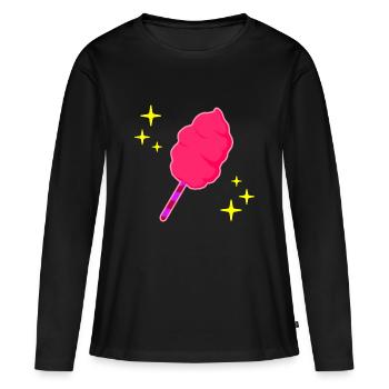 Barbe à papa, rose - T-shirt manches longues Premium bio Femme - noir - Devant - Julia (174cm)