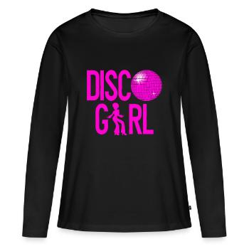 Disco Girl Celebrating Pink Party Disco Ball - Women's Premium Organic Long Sleeve Shirt - black - Front - Julia (174cm)