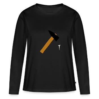 Hammer und Nagel - Frauen Premium Bio Langarmshirt - Schwarz - Vorne - Julia (174cm)