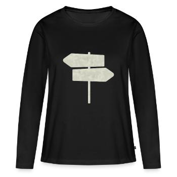 Panneau de signalisation - T-shirt manches longues Premium bio Femme - noir - Devant - Julia (174cm)