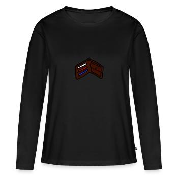 Portefeuille, bourse - T-shirt manches longues Premium bio Femme - noir - Devant - Julia (174cm)