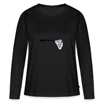 Kescher, Angeln, Fischerei - Frauen Premium Bio Langarmshirt - Schwarz - Vorne - Julia (174cm)