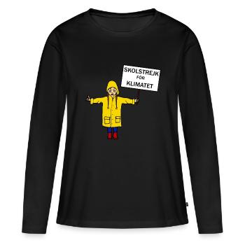 School Strike, Greta Shield Fridays for Future Comic - Women's Premium Organic Long Sleeve Shirt - black - Front - Julia (174cm)