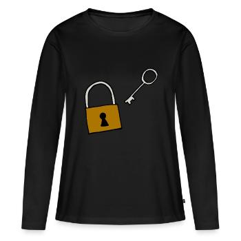 Cadenas avec clé, amour, idée cadeau - T-shirt manches longues Premium bio Femme - noir - Devant - Julia (174cm)