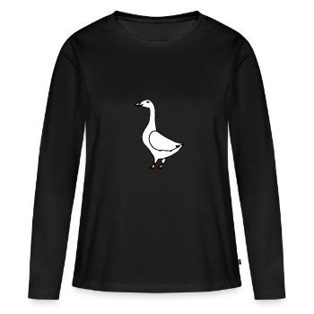 Gans - Frauen Premium Bio Langarmshirt - Schwarz - Vorne - Julia (174cm)